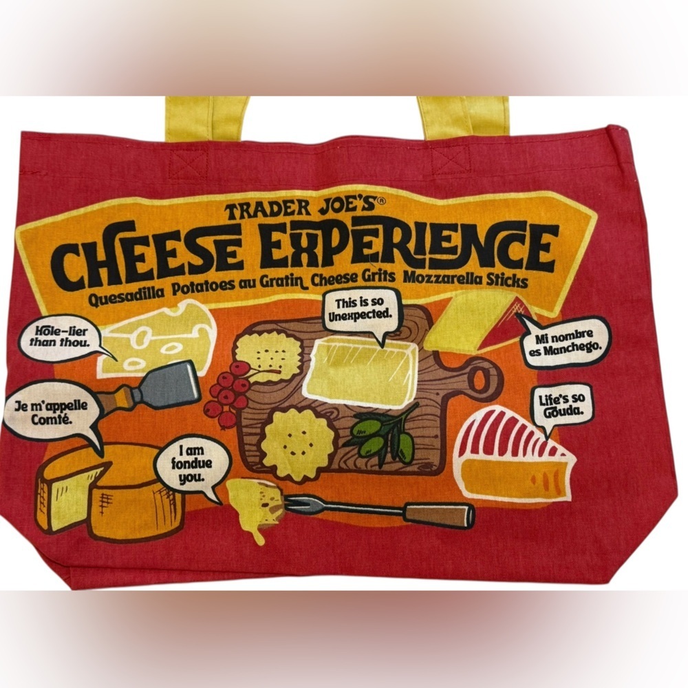 Trader Joe’s “Cheese Adventures” Canvas Tote Bag – Double-Sided Print (NWT)